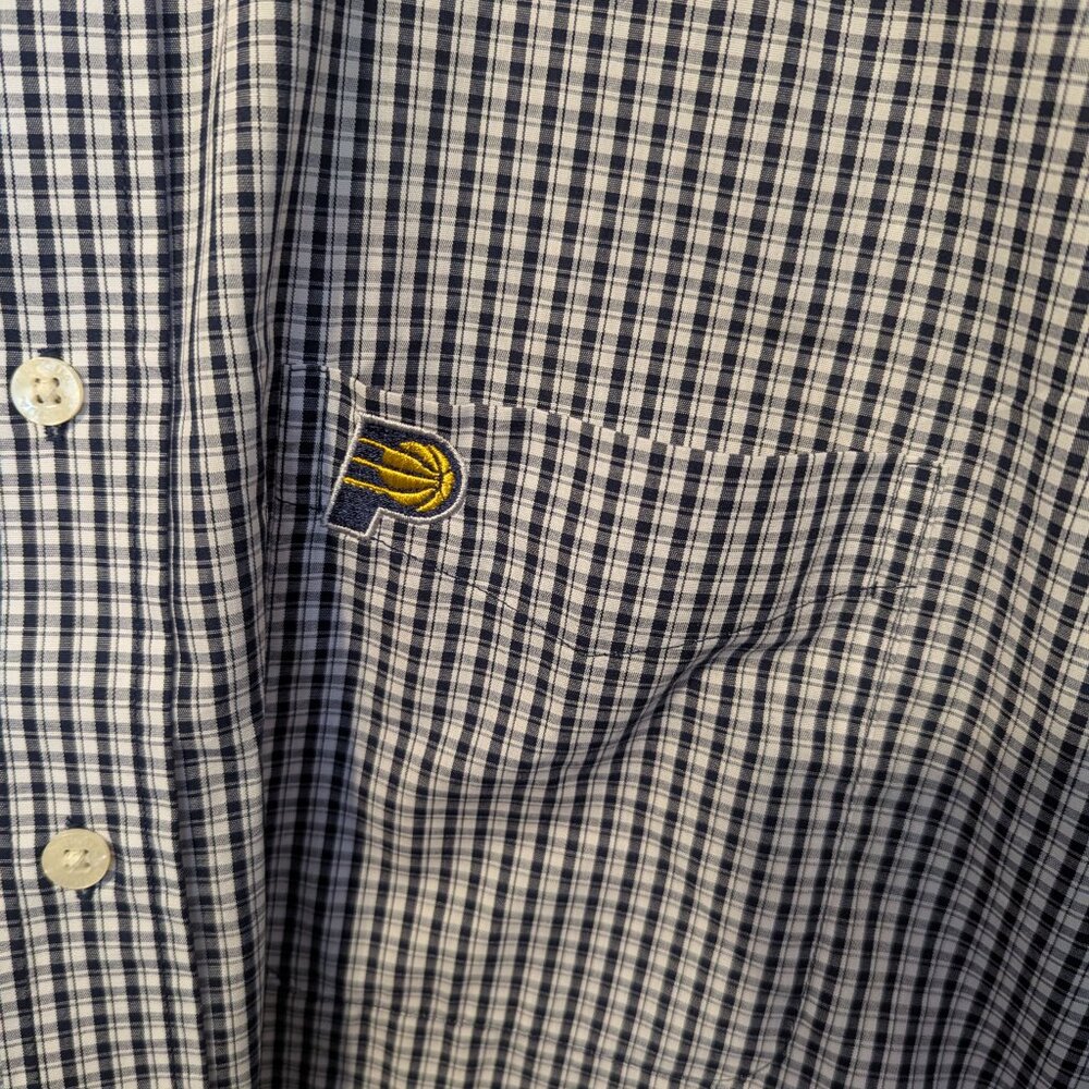 Antigua Indiana Pacers Shirt Mens Large L Blue Plaid Button Down NBA Basketball - Picture 10 of 16